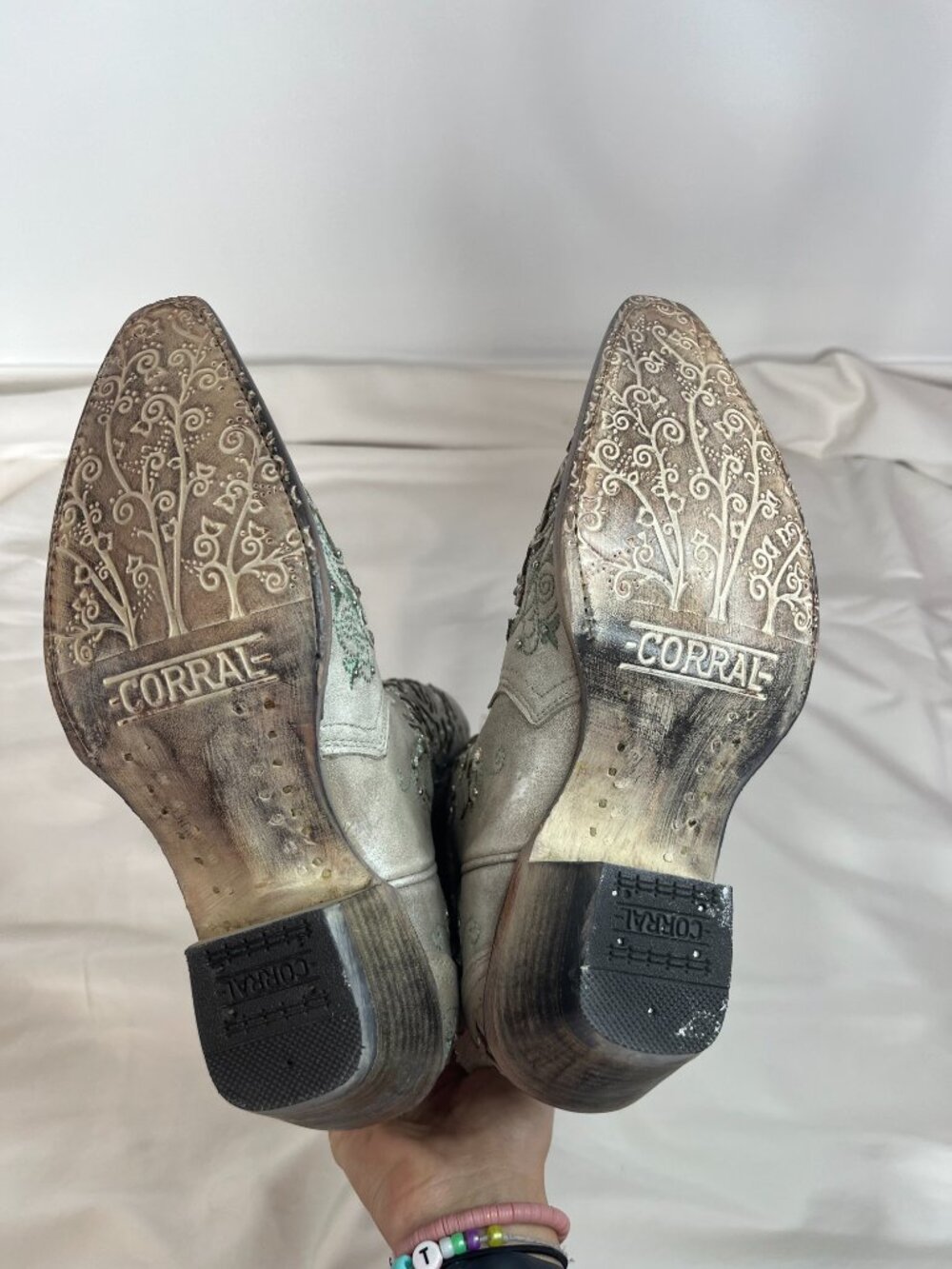 Corral Boots Gray with Light Green Glitter Inlay Cowgirl Boots (NWT) - Picture 9 of 9